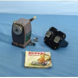 Vintage 3D View Master, reels and a vintage table pencil sharpener