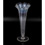 A vaseline glass bud vase 19cm tall