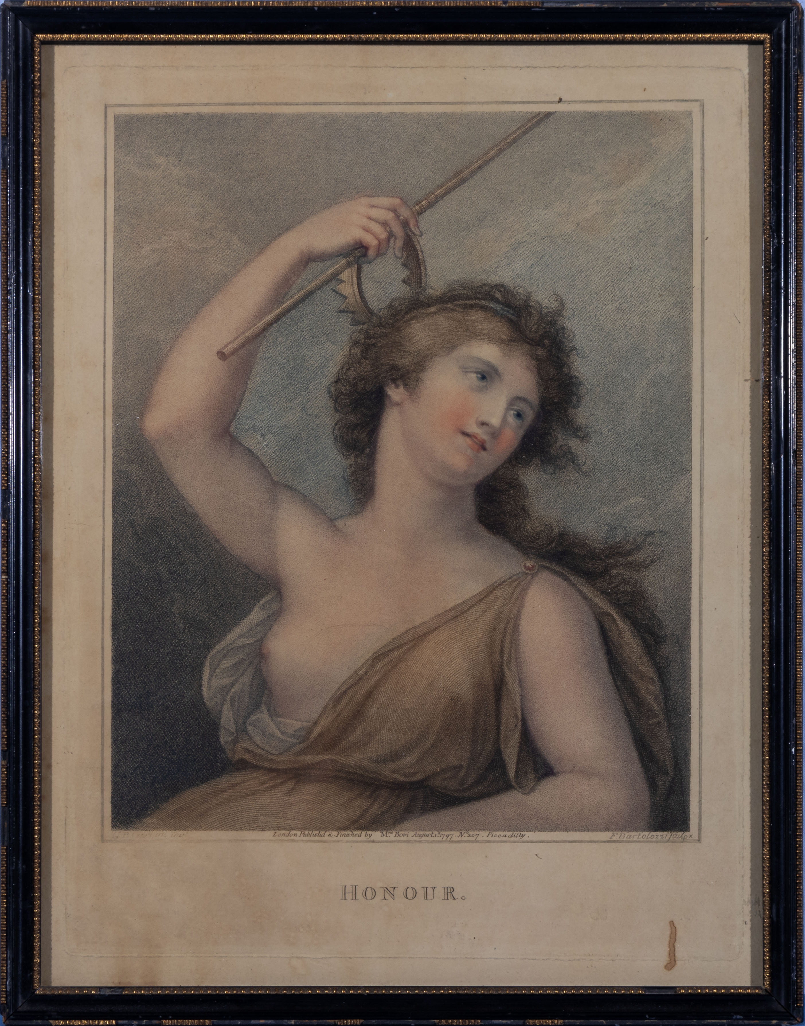 Francesco Bartolozzi 18th century engraving ‘Honour’ 36cm x 28cm