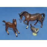 Two Beswick ponies and a wren