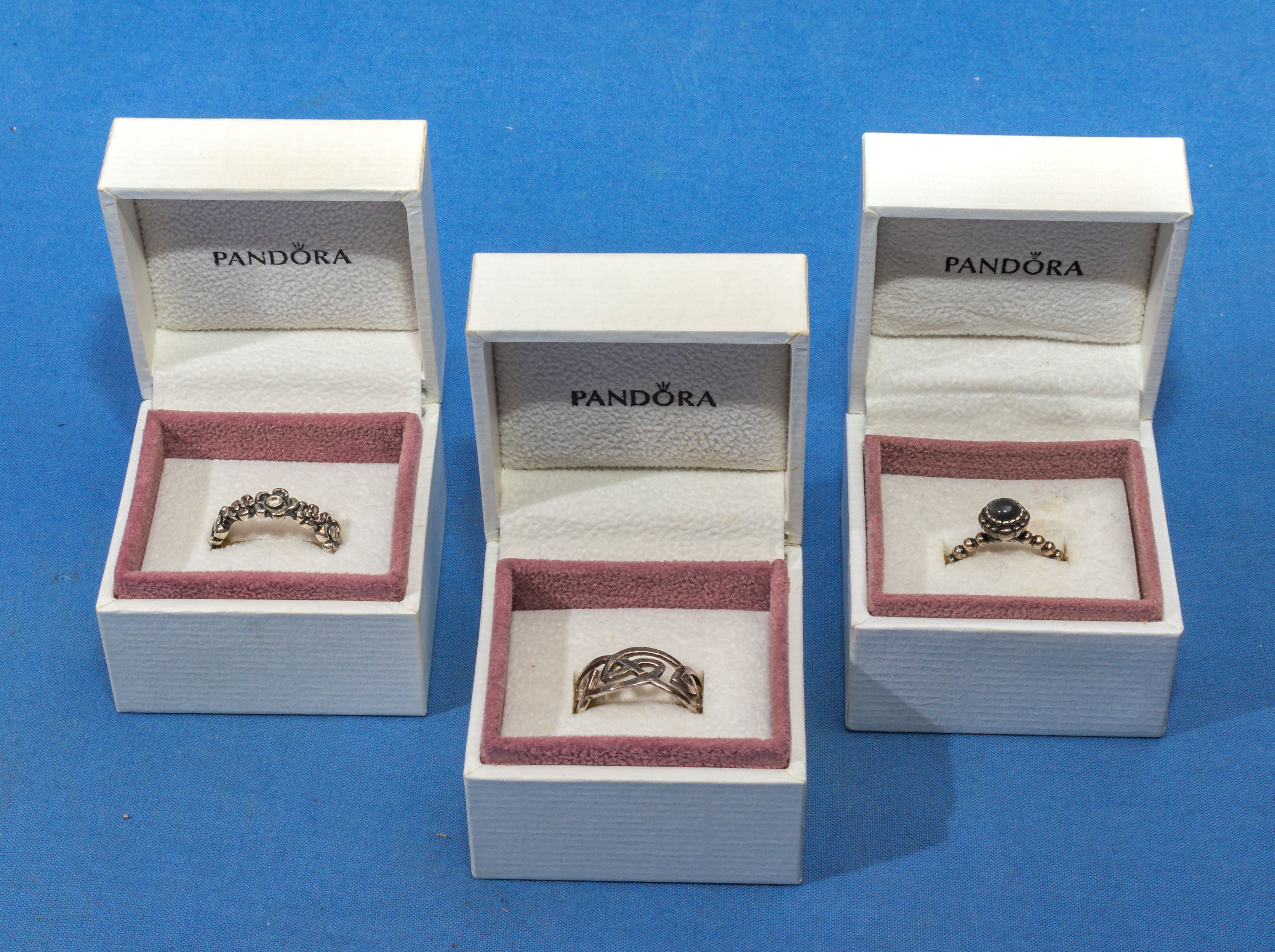 Three Pandora silver rings