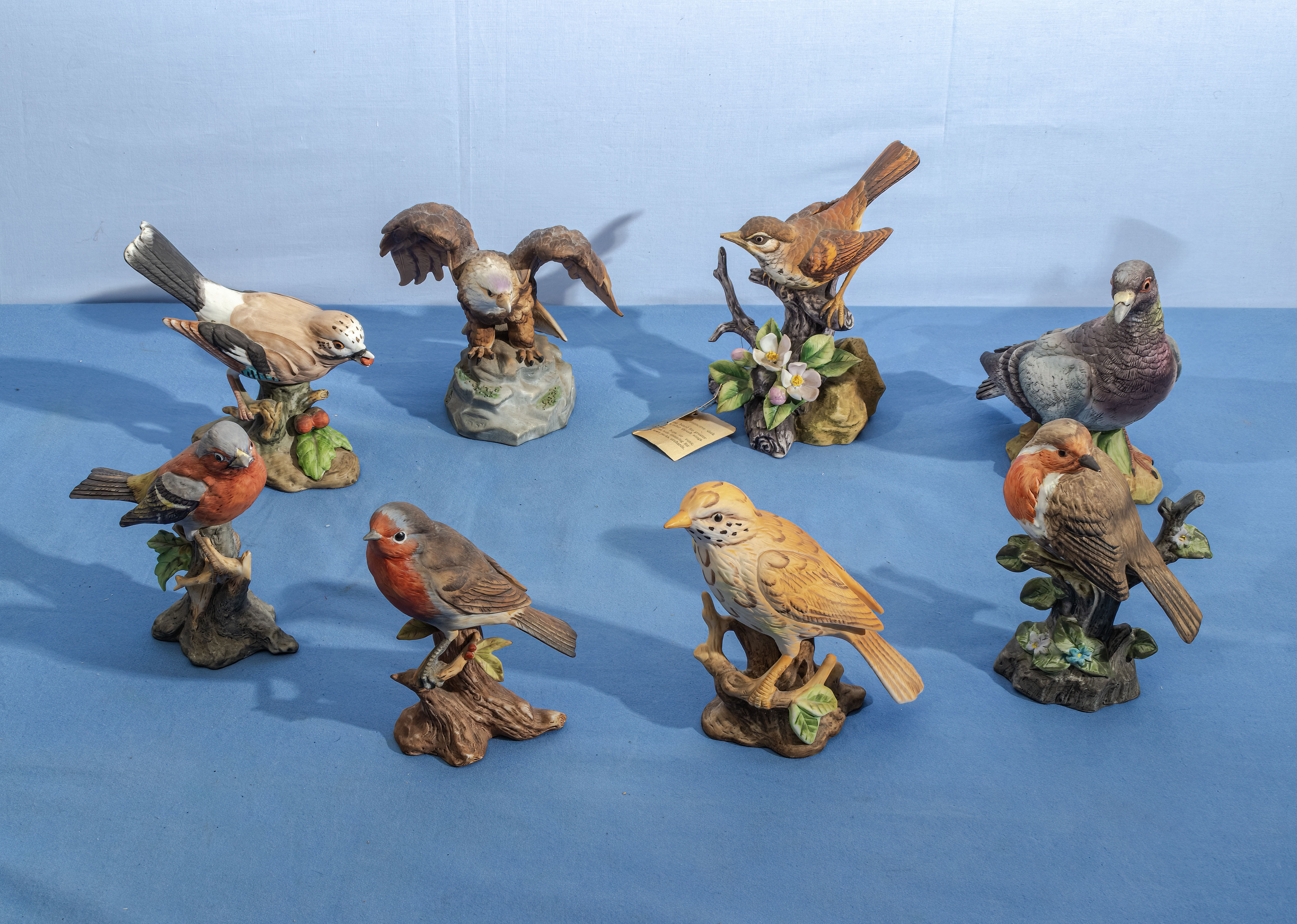 Group of pottery birds