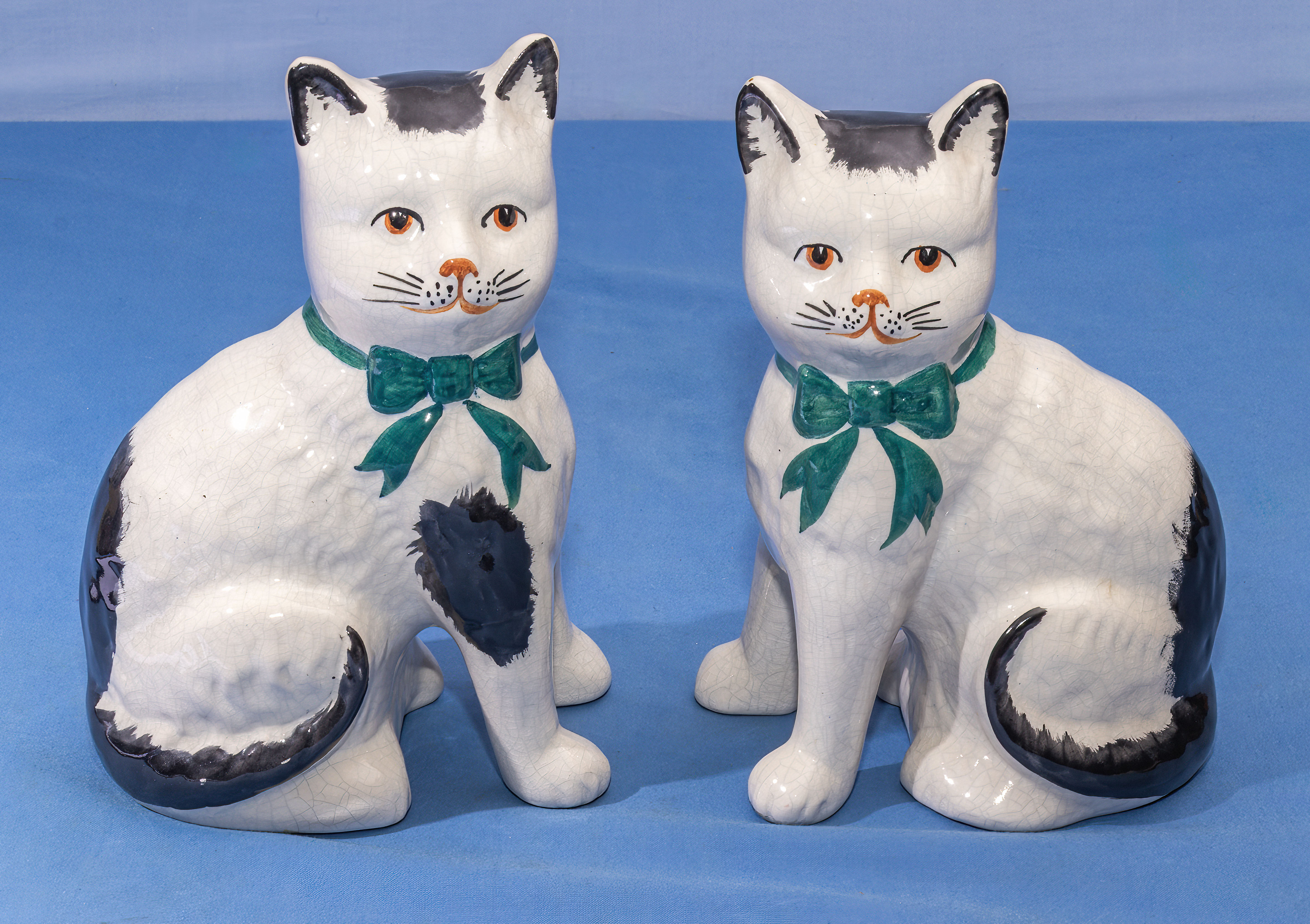 Pair of Staffordshire Wally cats 20cm