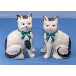 Pair of Staffordshire Wally cats 20cm