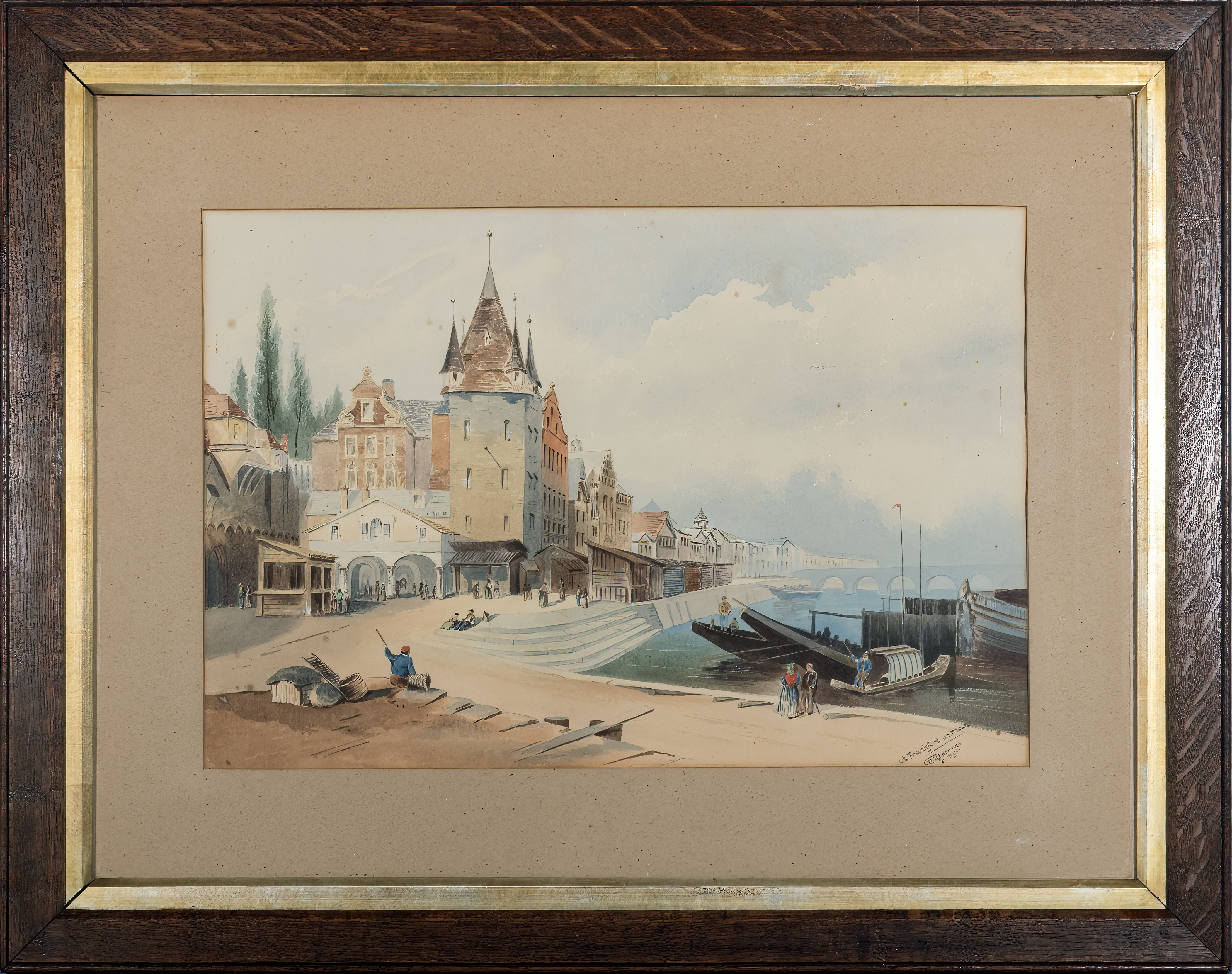 R.R. Yeomans (19th century) Oak framed watercolour titled at Frankfurt on Main, signed 1884. image