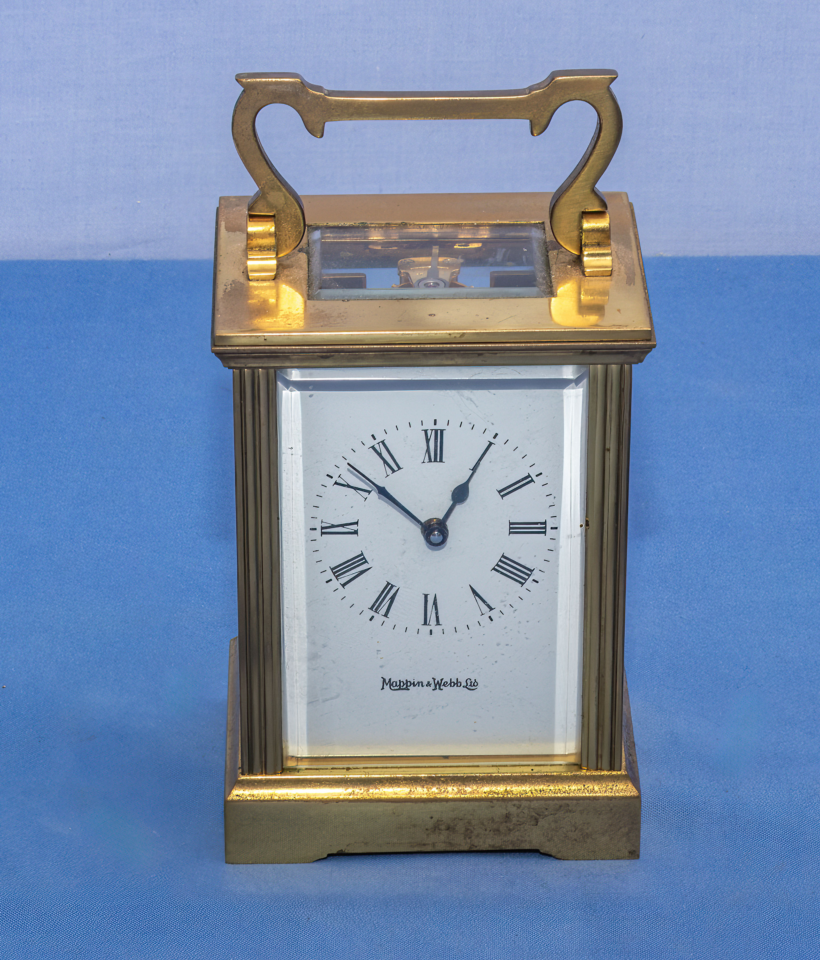 Small Mappin and Webb brass carriage clock, 11cm