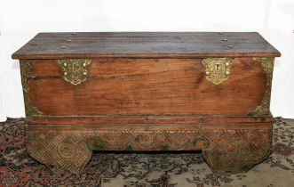 Zanzibar chest 19th century brass escutcheons original paint