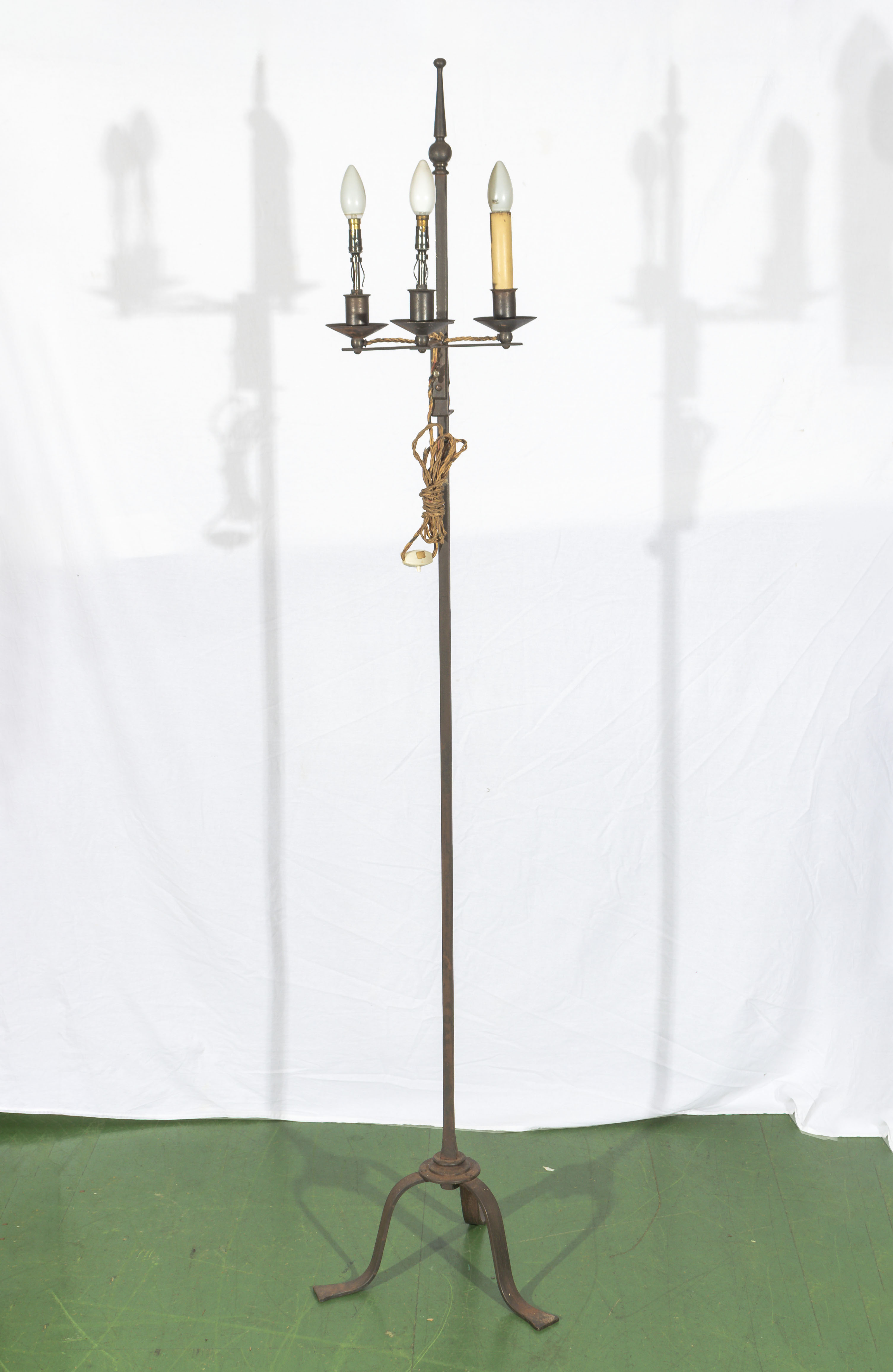 Wrought iron candle stand floor lamp