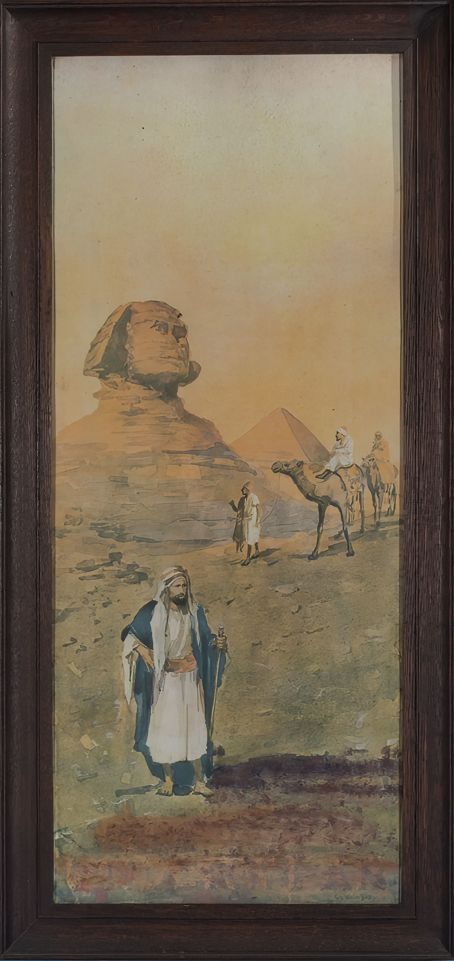 Framed print of a Middle East scene 84cm x 40cm
