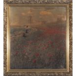 Gilt framed lithograph of a poppy field 68cm x 62cm