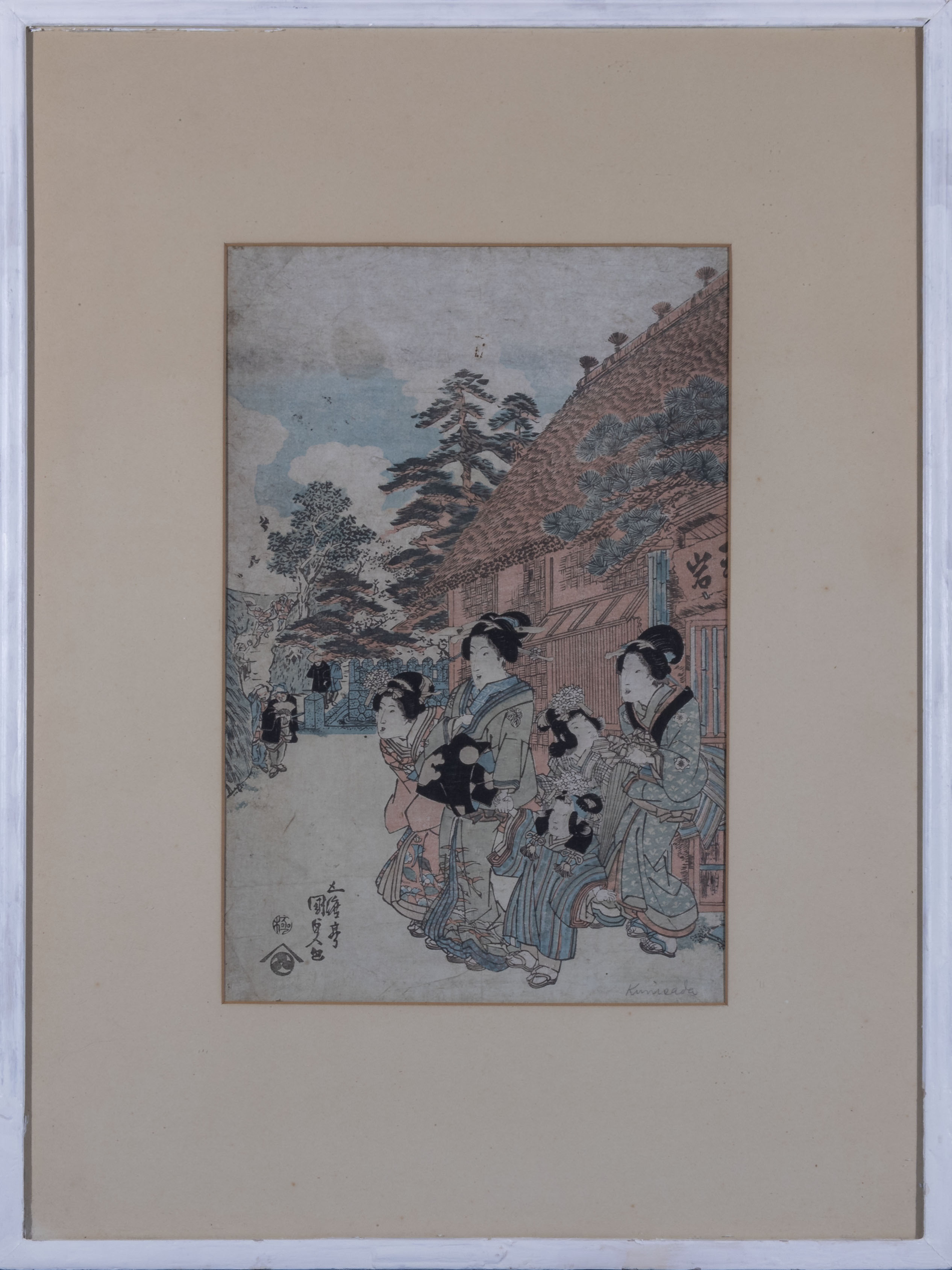 Japanese 19th century wood block print, image size 36cm x 24cm