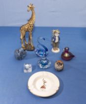 Collection of glass animals and other items