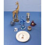 Collection of glass animals and other items