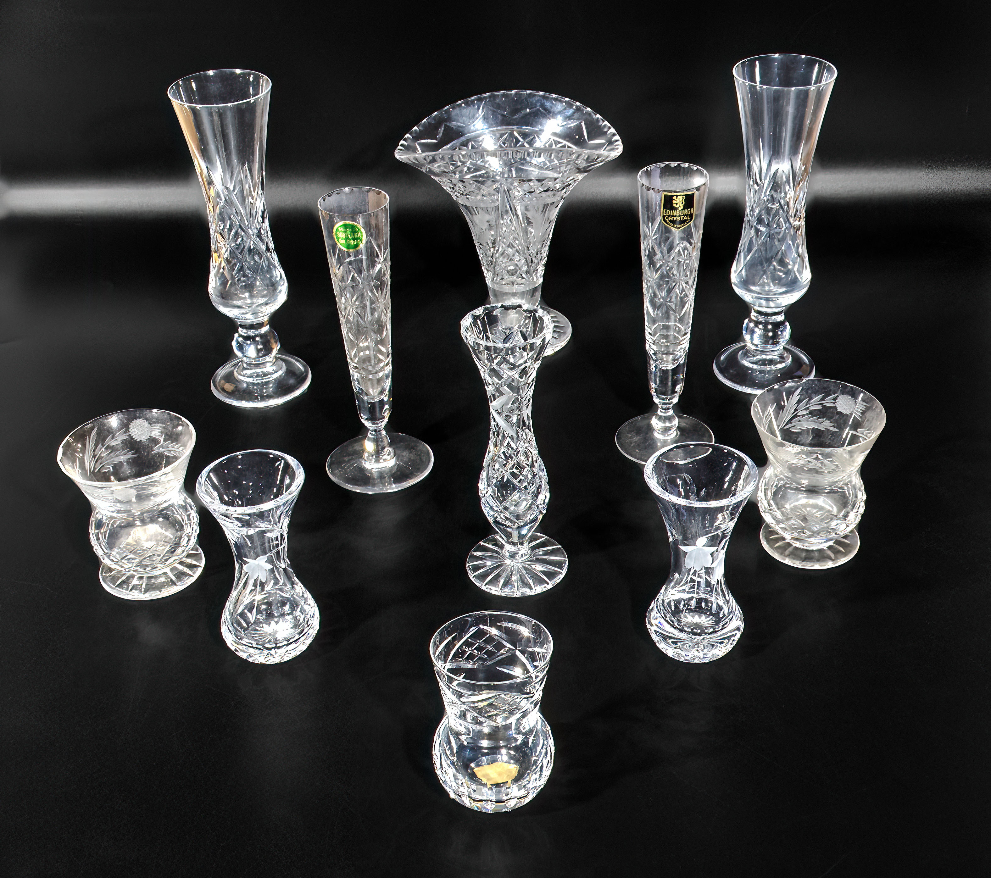 Assorted glass vases