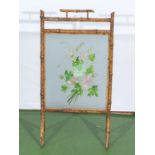 Bamboo and glass fire screen