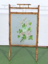 Bamboo and glass fire screen