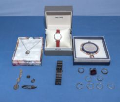 Two watches and other pieces of unmarked jewellery