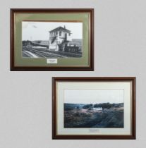 Two framed photographs, Riccarton Junction Signal Box 1935 and 1971, 40cm x 55cm