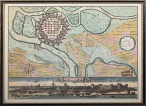 Framed map of Mannheim buildings etc. 36cm x 43cm