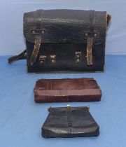Leather satchel and two handbags