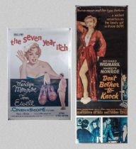 Two Film posters Marilyn Monroe Seven Year Itch and Don't Bother to Knock. 66cm x 95cm, 52cm x 156cm