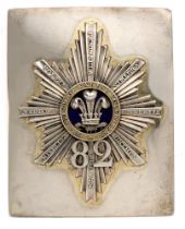 Badge. 82nd Foot (Prince of Wales's Vols) Regiment of Foot George IV Officer's 1827 HM silver