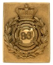 Badge. Irish. 83rd (County of Dublin) Regiment of Foot Officer's shoulder belt plate circa 1840.