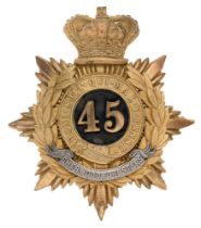 Badge. 45th (Nottinghamshire Sherwood Foresters) Regiment Victorian Officer helmet plate circa