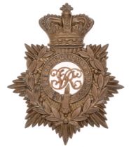 Military Police Victorian helmet plate badge circa 1878-1901. Good scarce die stamped brass