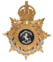 Royal West Kent Regiment Officer's helmet plate badge circa 1901-14. Fine gilt crowned star
