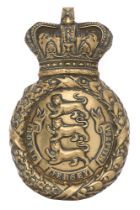 Channel Islands. Royal Jersey Militia Victorian Albert pattern shako plate badge circa 1839-55. Good
