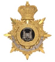 Suffolk Regiment Victorian Officer's helmet plate badge circa 1881-1901. Fine gilt crowned star