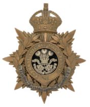 Leinster Regiment Irish Officer's helmet plate badge circa 1901-22. Good scarce gilt crowned star