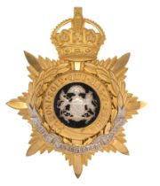 Manchester Regiment Officer's helmet plate badge circa 1901-14. Very fine gilt crowned star
