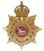 West Yorkshire Regiment Officer's helmet plate badge circa 1901-14. Fine scarce gilt crowned star