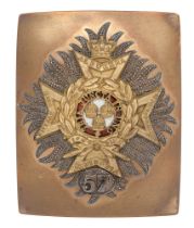 57th (West Middlesex) Regiment of Foot pre 1855 Victorian Officer's shoulder belt plate badge.