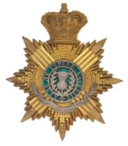 1st Foot Royal Scots post 1891 Victorian Officer's composite helmet plate badge. Fine scarce gilt