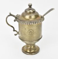 A George IV Scottish silver mustard pot and matching spoon by J W Howden & Co, Edinburgh 1822,