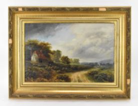 British School, 19th century depicting a countryside scene in Guilford, oil on board, signed
