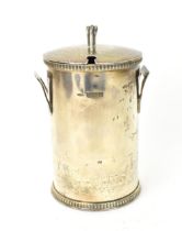 An Elizabeth II silver lidded conserve pot, Birmingham 1961, of cylindrical form with egg and dart