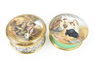 Two Pratt ware lidded pots, to include one from the Smiths Collection with gilt rim, the top with