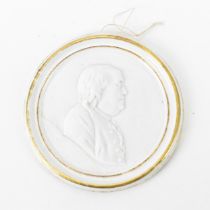 18th century Sevres hard paste bisque porcelain portrait medallion, bust of Benjamin Franklin (