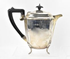 An Elizabeth II silver teapot by W H Darby & Sons Ltd, Birmingham 1960, in the Art Deco taste with