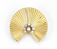 A mid century 14ct yellow gold and diamond brooch after George Schuler for Tiffany & Co, in a