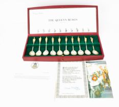 A cased Set of Elizabeth II silver gilt 'Queen's Beasts' Spoons by James Woodford, 1972, no.1493 out
