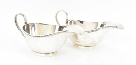 A pair of George V silver sauce boats by Stower & Wragg Ltd, Sheffield 1936, with moulded