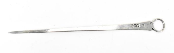 A George III silver meat skewer by Hester Bateman, London 1782, 25.5 cm long, weight 44 grams