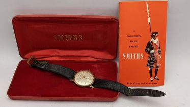 A 1960s Smiths Astral 9ct gold manual wind wristwatch, with original box and paperwork Location: