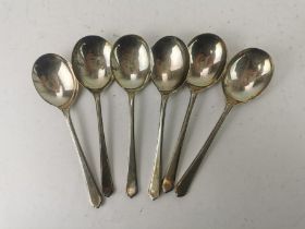 Six silver spoons hallmarked Birmingham 1938 total weight 189.3g Location: