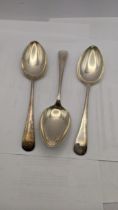 Three silver dessert spoons hallmarked Sheffield 1938, total weight 173.3g Location: